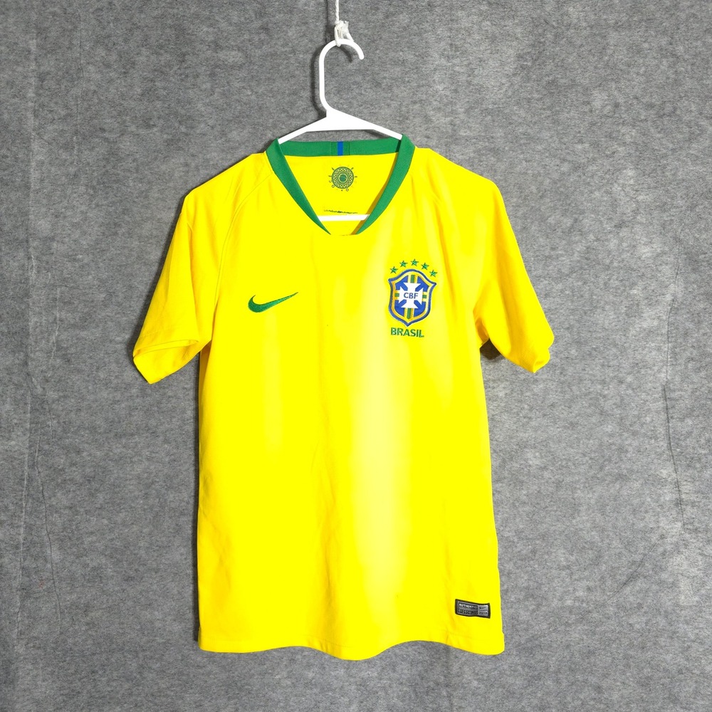Nike Boys Yellow Brazil Soccer Jersey with Green Accents